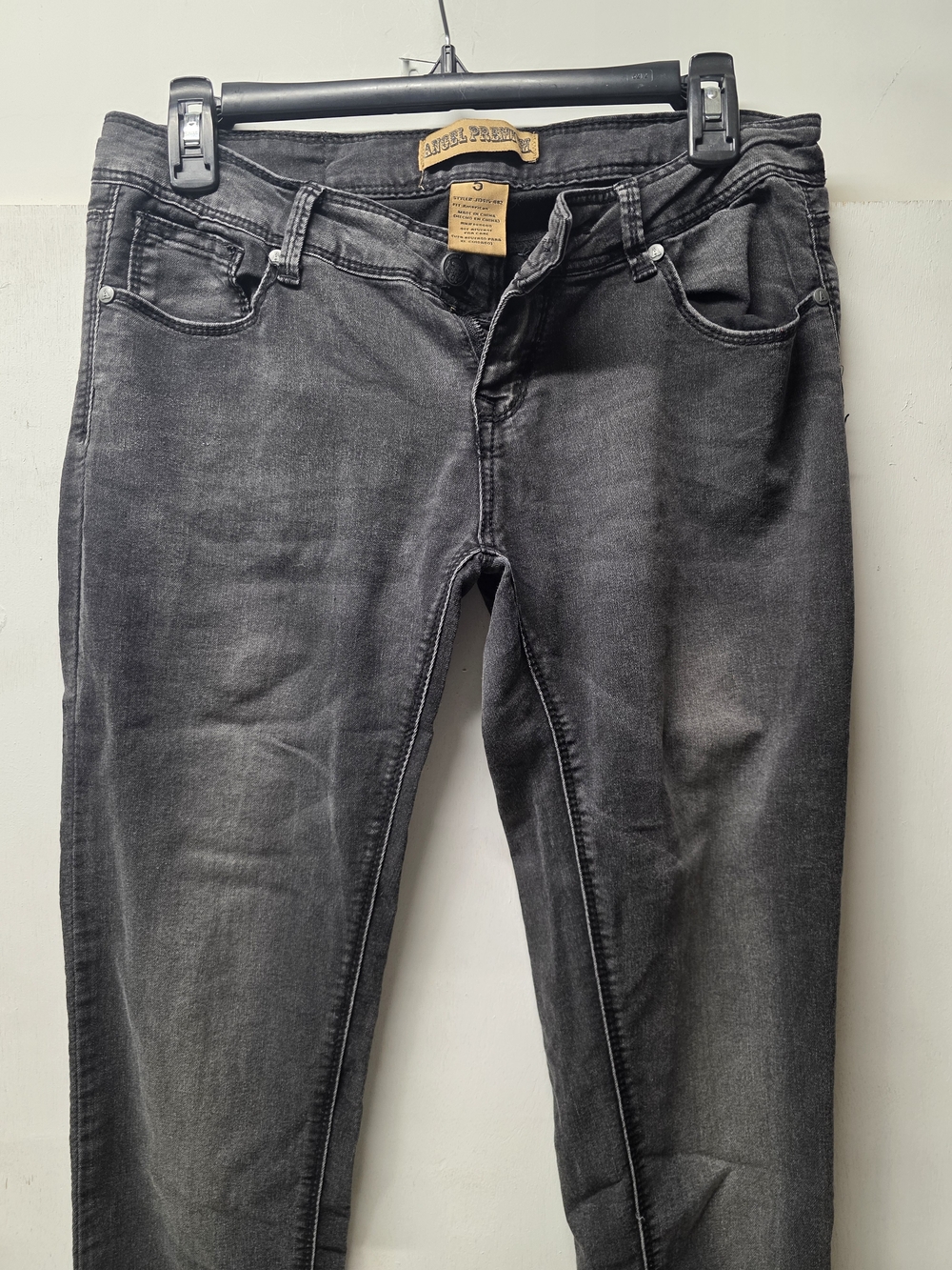 Angel Premium Black Gray Skinny Jeans Stretch Denim Womens Juniors 30” Waist